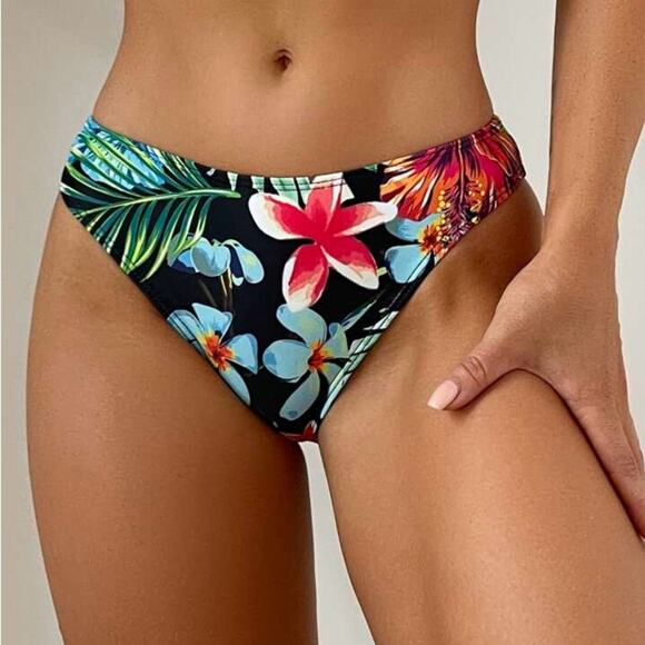 Shein Cheek Tropical Print Bikini Bottom Only Size Medium NWT Hawaiian Beach - Picture 15 of 15